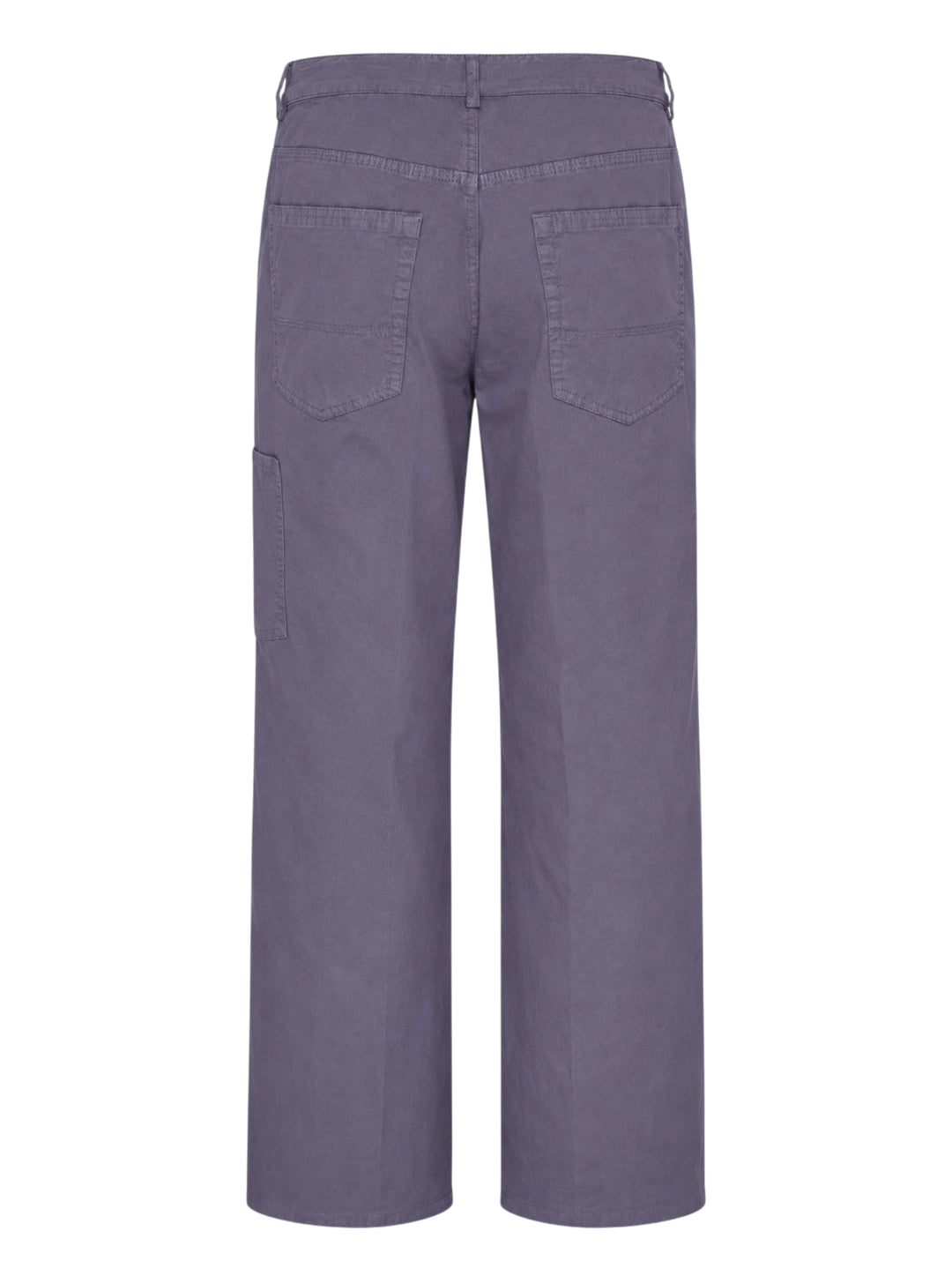 Dries Van Noten loose fit mid rise straight pants in muted slate purple cotton twill, front view on white background - view 2