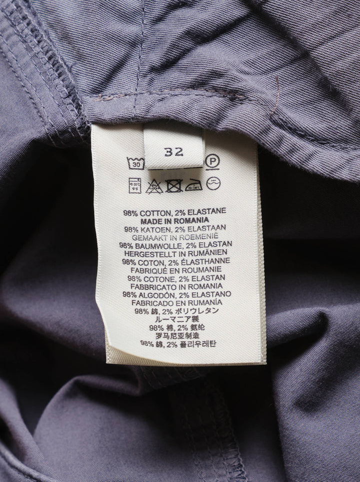 Dries Van Noten loose fit mid rise straight pants in muted slate purple cotton twill, front view on white background - view 3