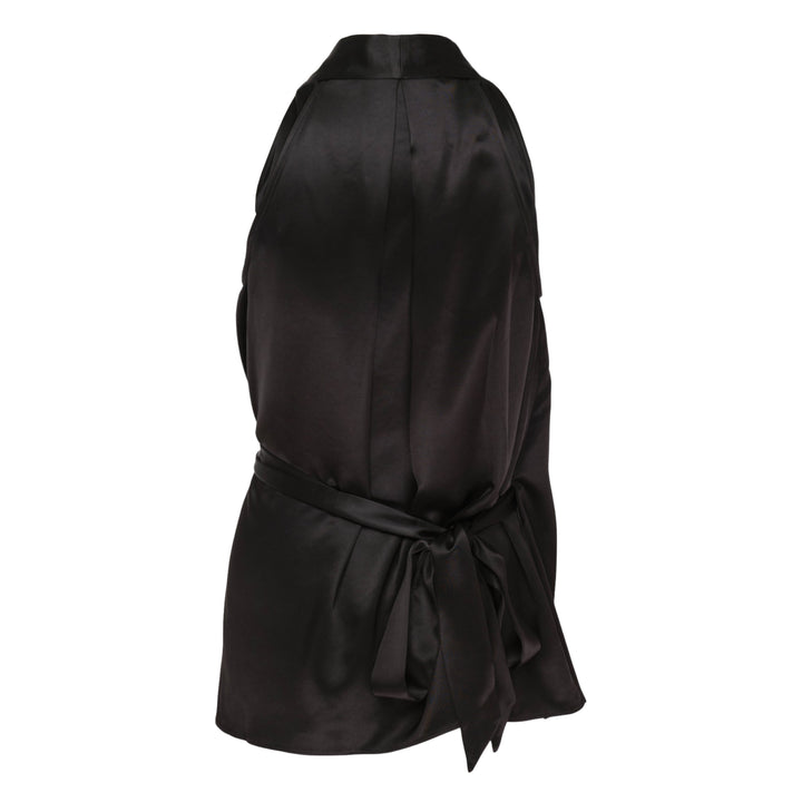 Asymmetric Wrap Satin Top