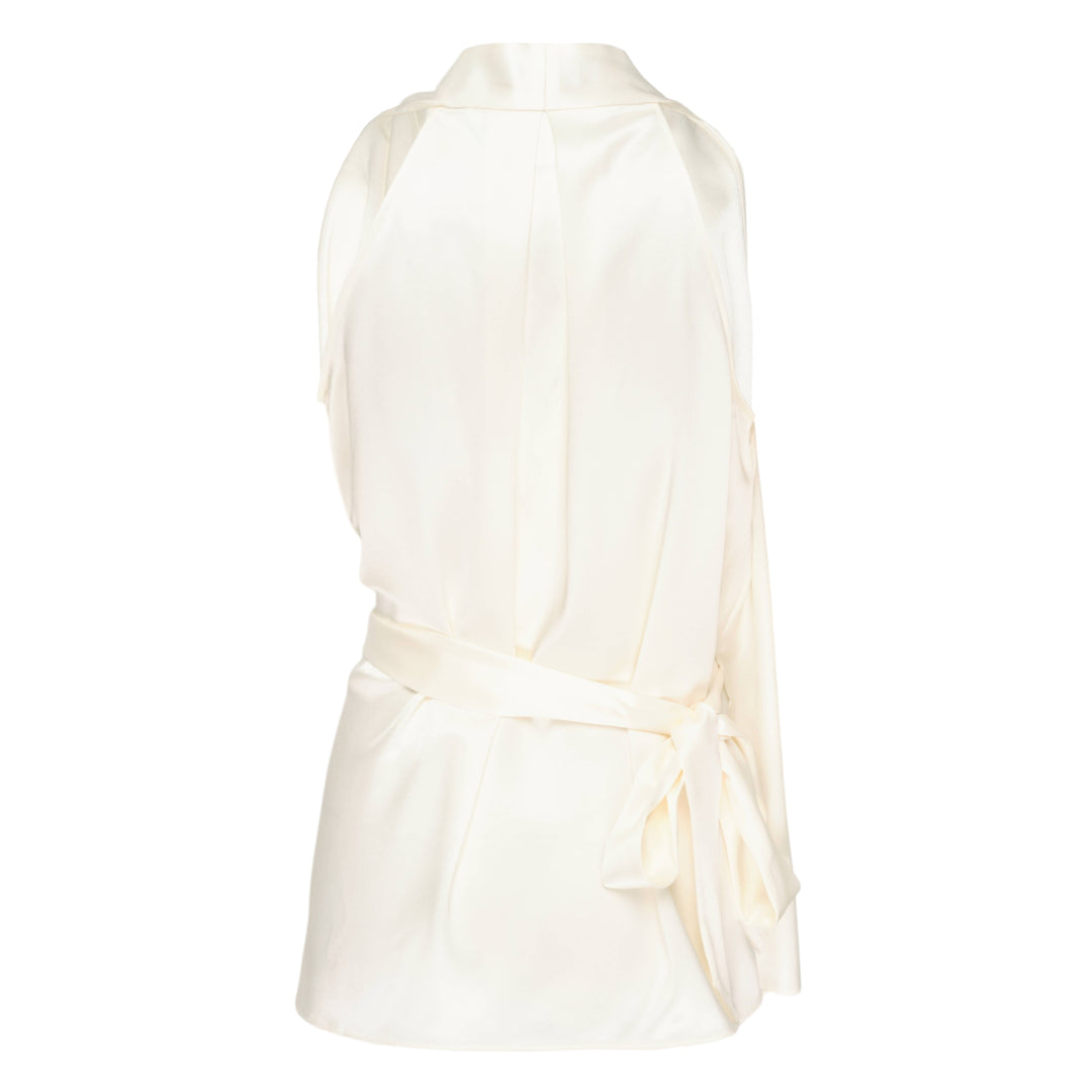 Asymmetric Wrap Satin Top