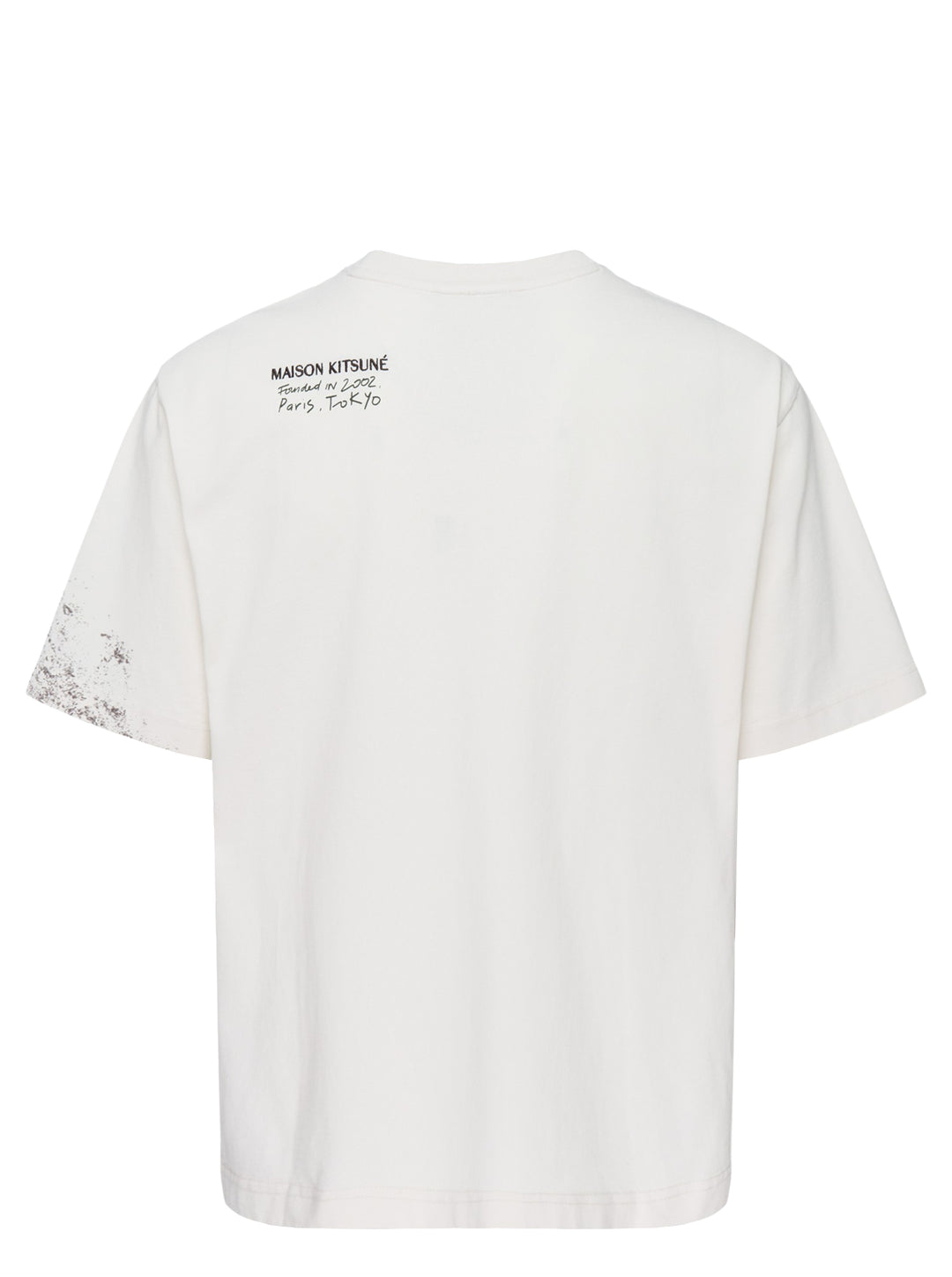 Maison Kitsuné Parc Monceau Oversize Tee in cream with a monochromatic photographic print of a neoclassical colonnade and trees across the front - view 2