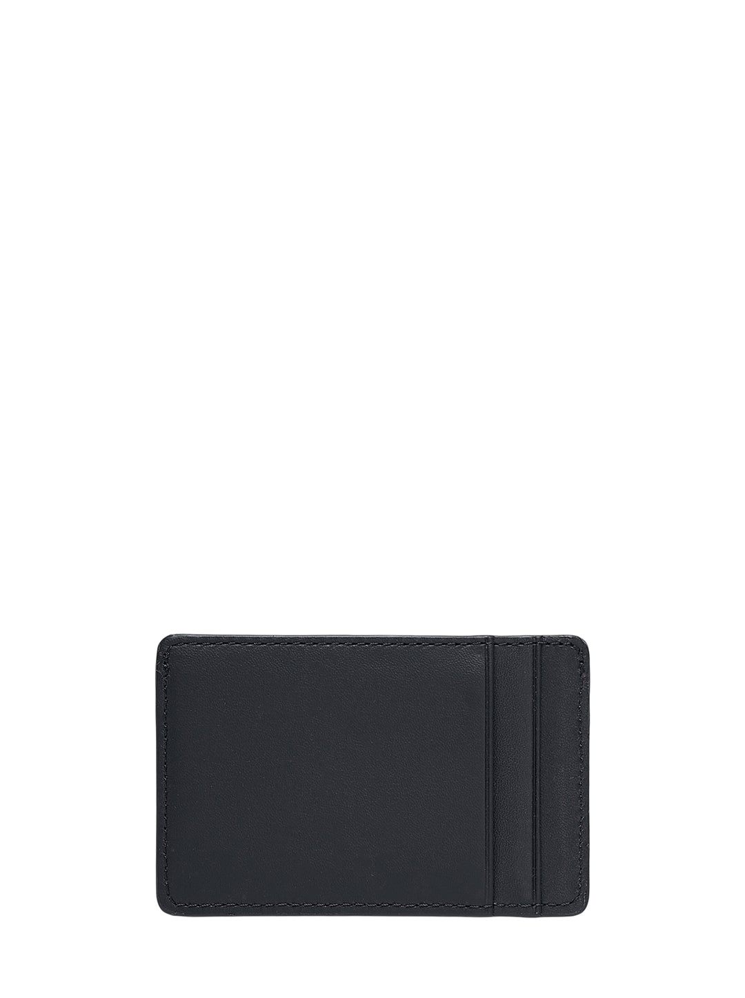 Black leather Maison Kitsuné Fortune Fox cardholder with multiple card slots and a blue fox logo in the lower corner - view 2