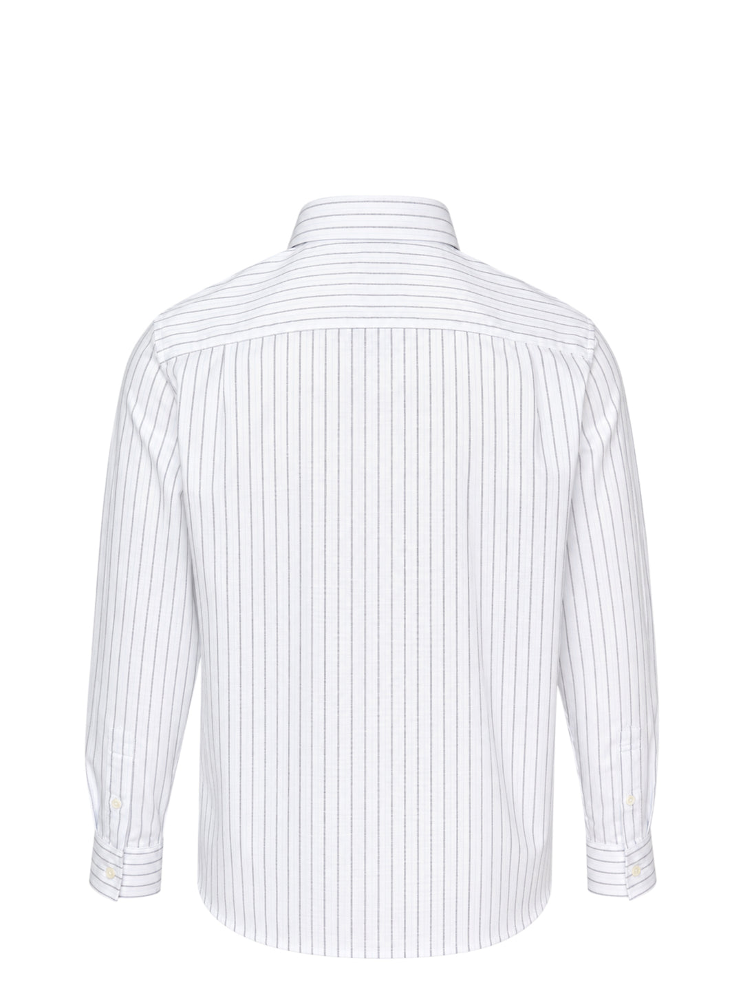Maison Kitsuné Profile Fox white long sleeve shirt with fine vertical stripes, button-down collar and tonal fox embroidery on the chest - view 2