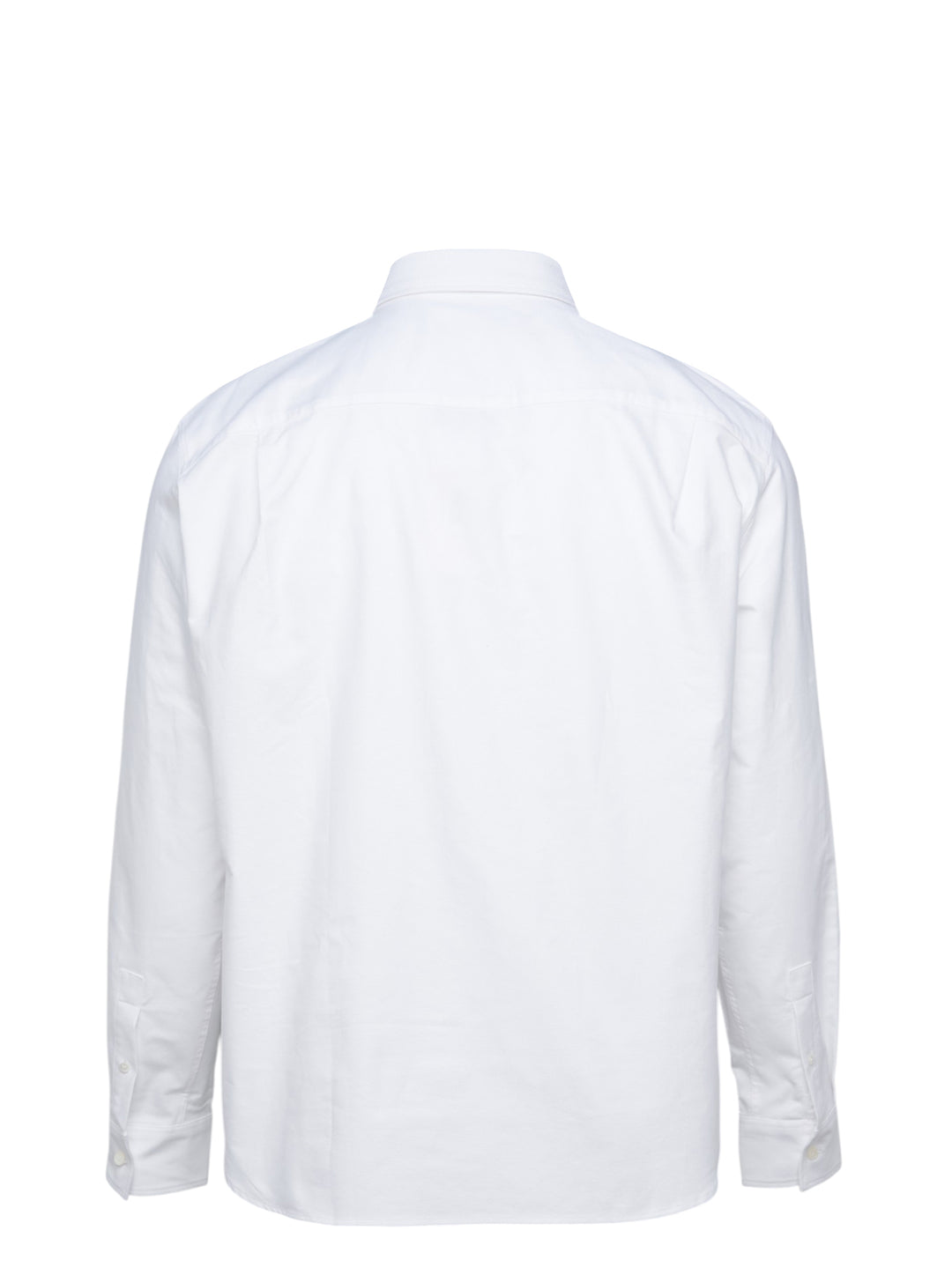 Maison Kitsuné Profile Fox Casual Long Sleeve Shirt in white with burgundy fox embroidery at the chest and button-down collar - view 2