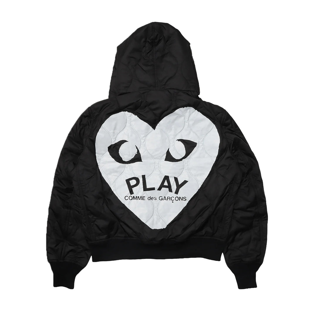 Black Emblem Quilted Hoodie