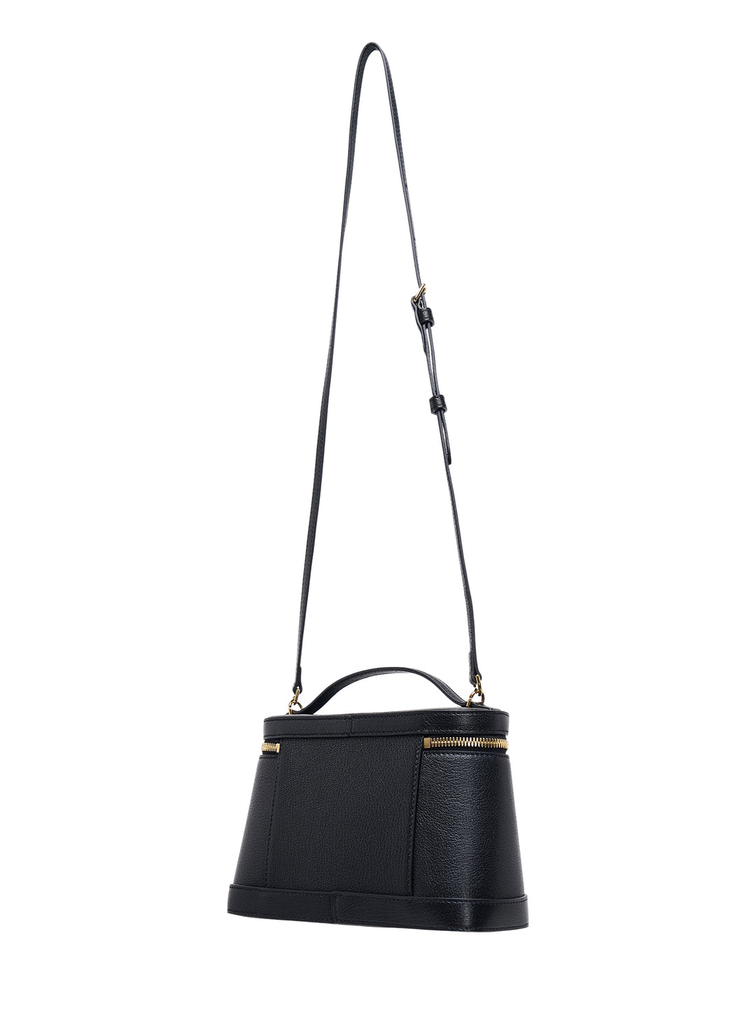 Jacquemus Le Petit Vanity bag in black grained leather with gold-tone zip, charms, top handle and long adjustable crossbody strap - view 2
