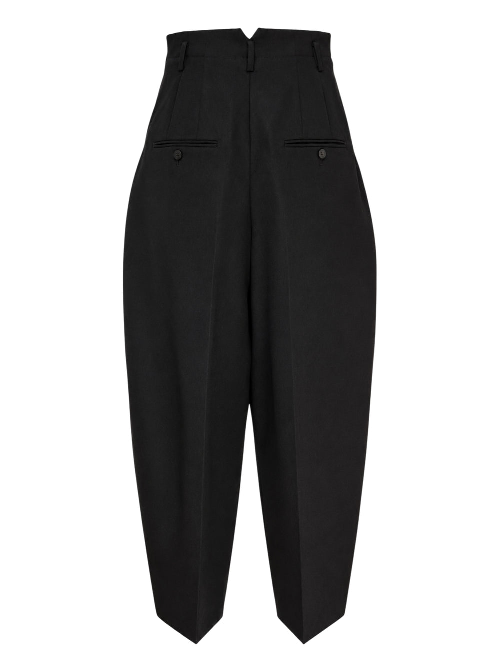 Jacquemus Le Pantalon Miami black high-waisted trousers with a curved wide leg and cropped tapered hem, front view - view 2