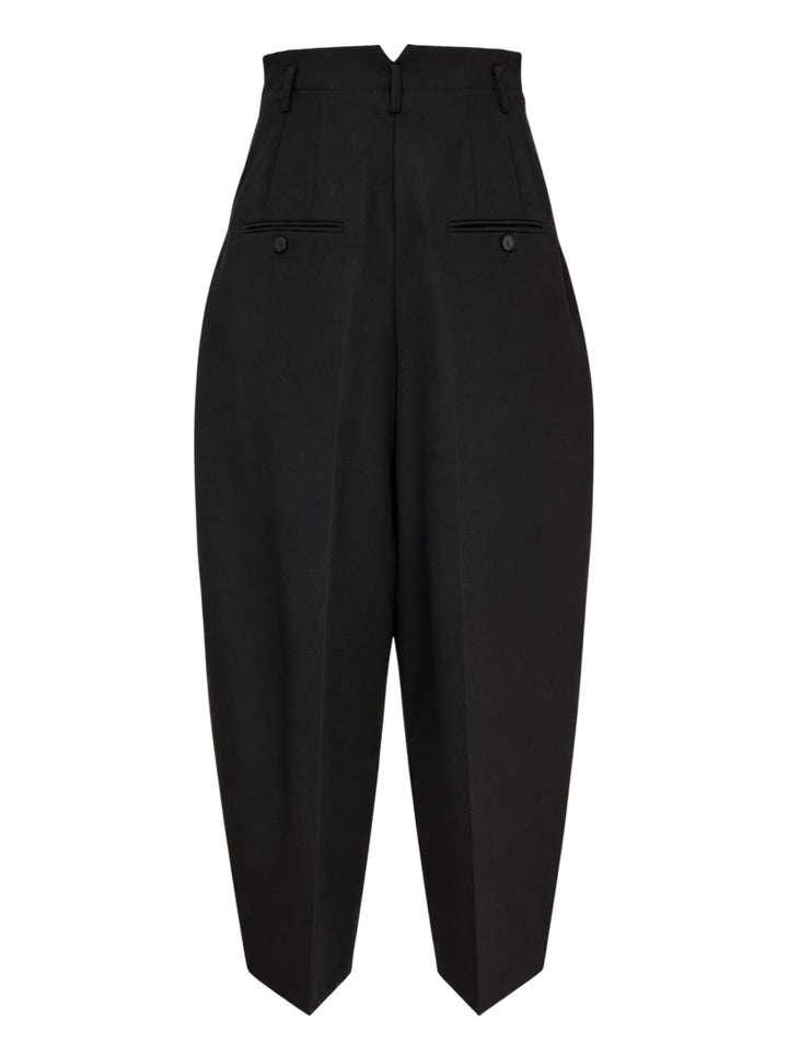 Jacquemus Le Pantalon Miami black high-waisted trousers with a curved wide leg and cropped tapered hem, front view - view 2