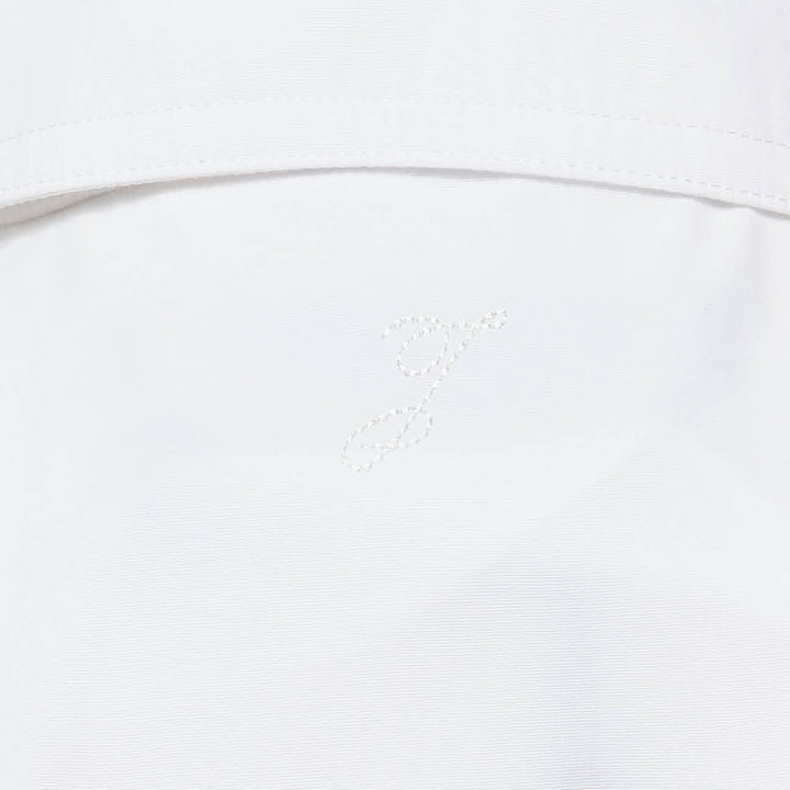 Jacquemus La Chemise Citta white woven button-down shirt with spread collar, long sleeves, and tonal buttons on a white background - view 3