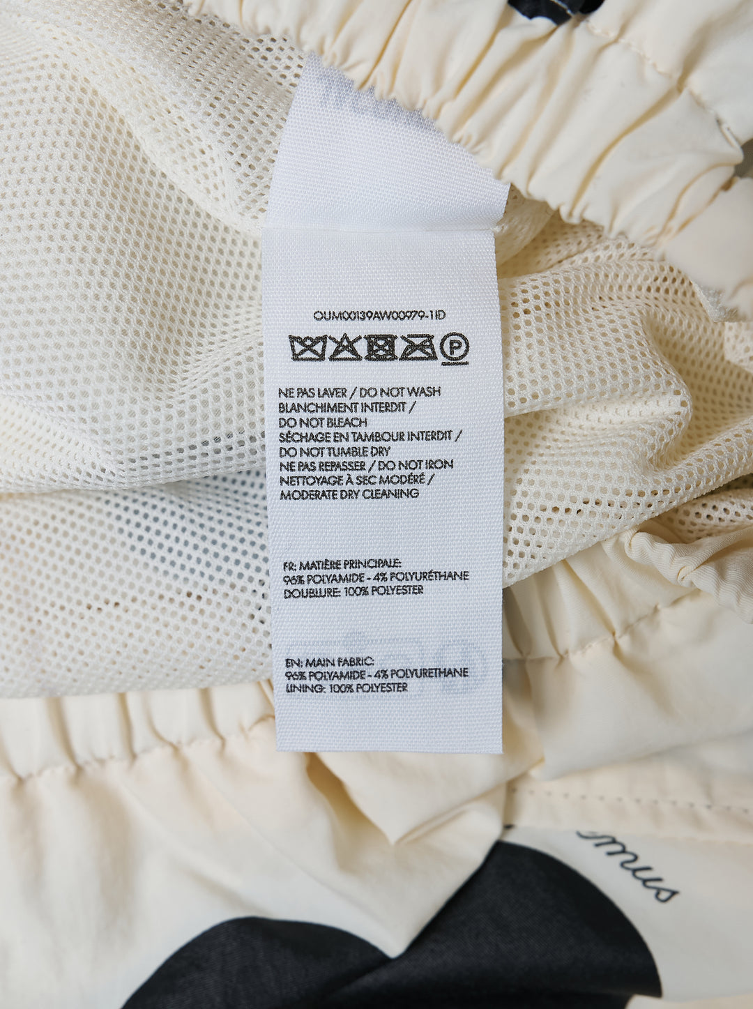Jacquemus Le Palmier cream windbreaker jacket with large black polka dots, zip front, collar and drawstring hem - view 3