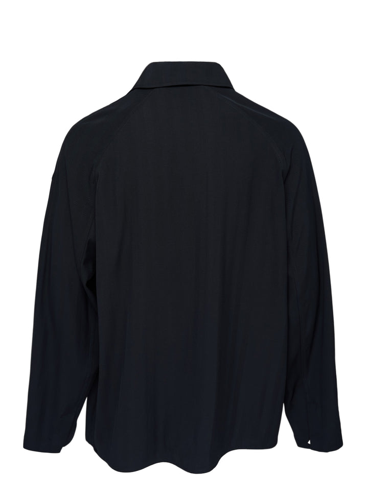 Jacquemus La Veste Strada black button-up chore jacket with chest pocket and two oversized front patch pockets - view 2
