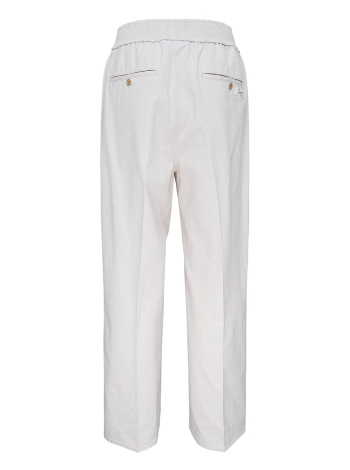 Jacquemus Le De-Nîmes Miami stone pants with smocked elasticated waistband and straight leg, front view - view 2