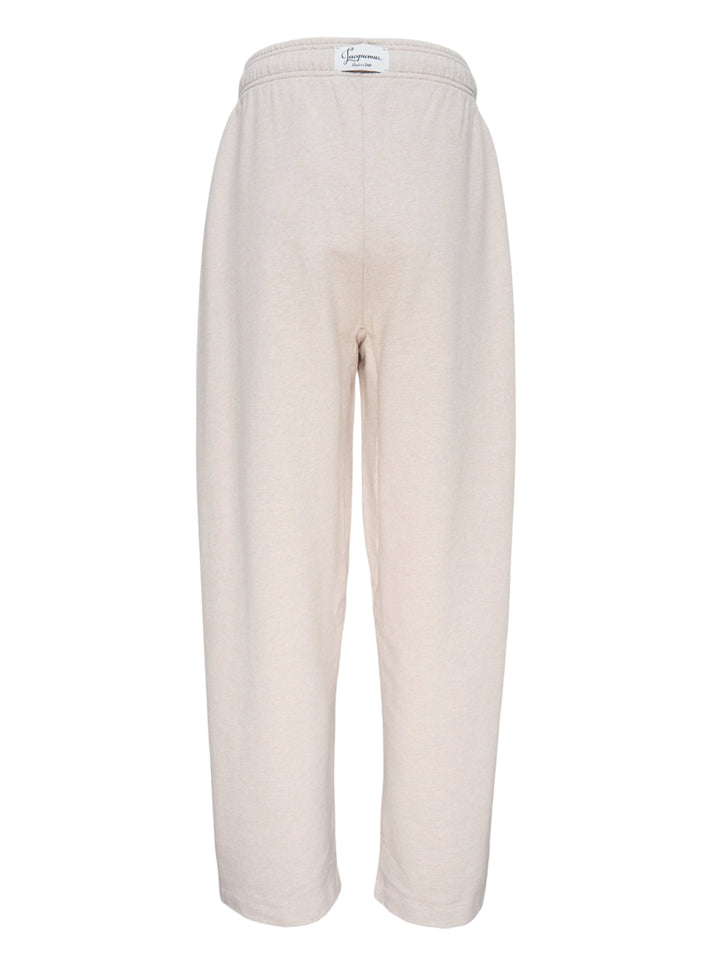 Jacquemus Le Jogging Montaigne sweatpants in heathered oatmeal fleece with an elasticated waistband and wide straight leg, front view - view 2