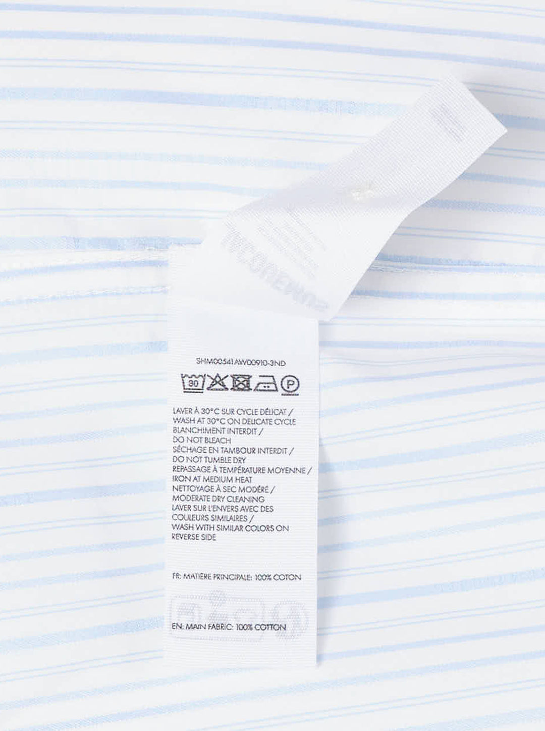 Jacquemus Simon long sleeve shirt in blue and white pinstripe with a script 'J' patch on the chest - view 3