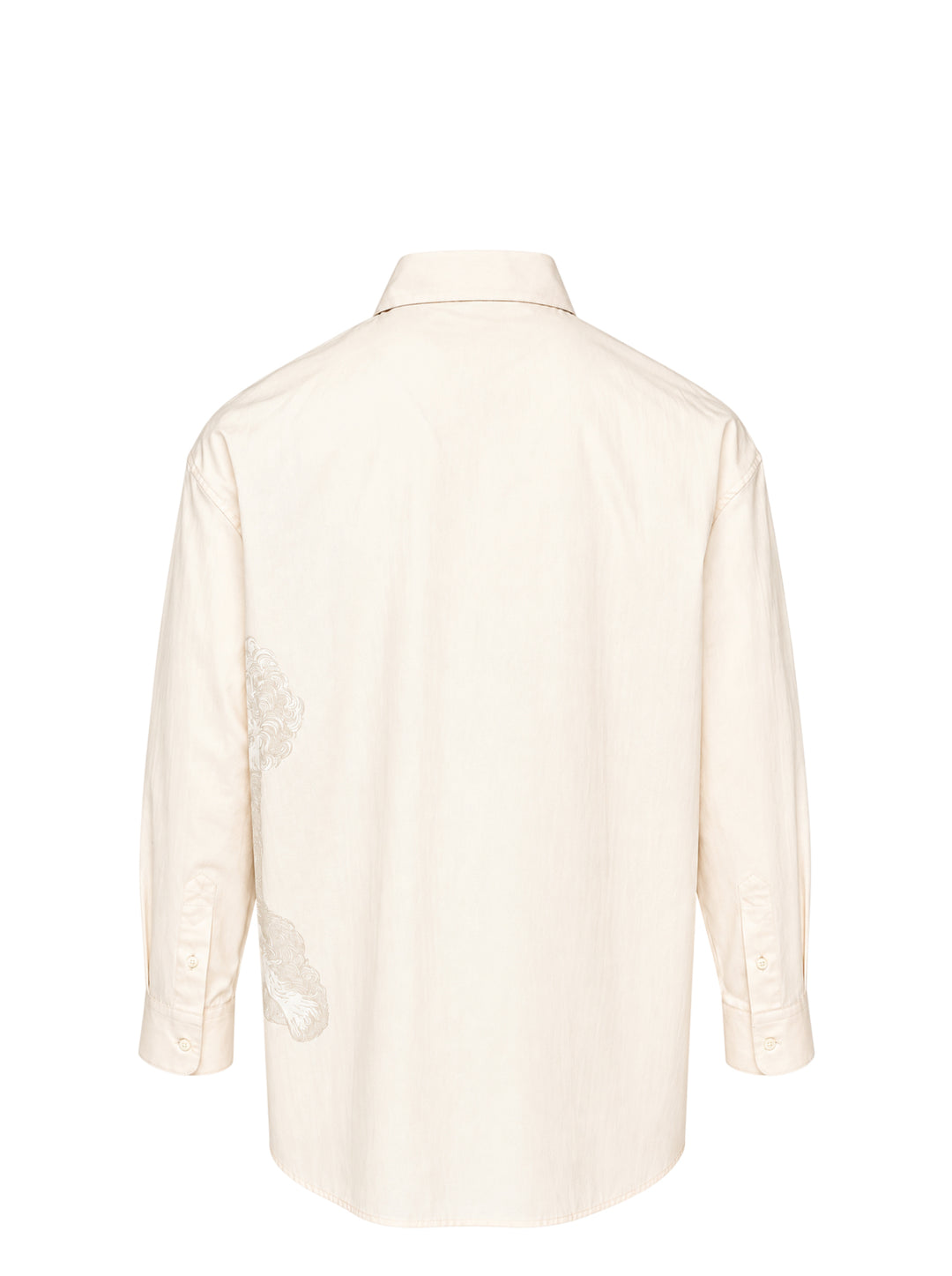 Jacquemus Pisco long sleeve cream shirt with an oversized tonal poodle print and a contrast dark button at the eye - view 2