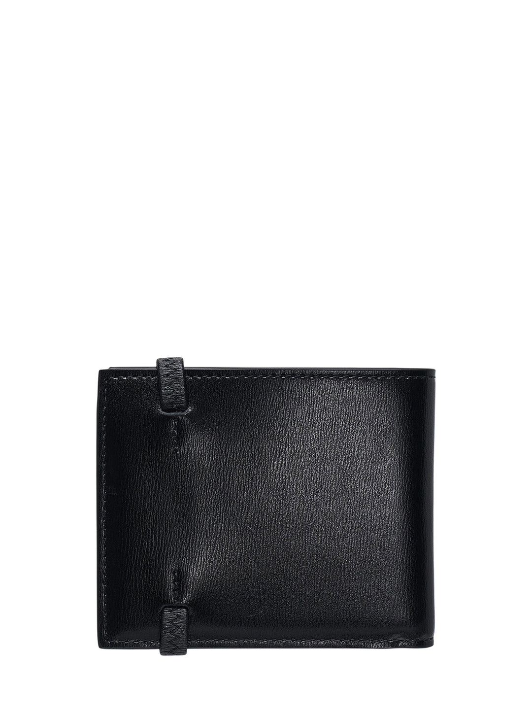 Jacquemus Le Porte Miami black leather bifold wallet with stitched strap and silver-tone sphere closure - view 2