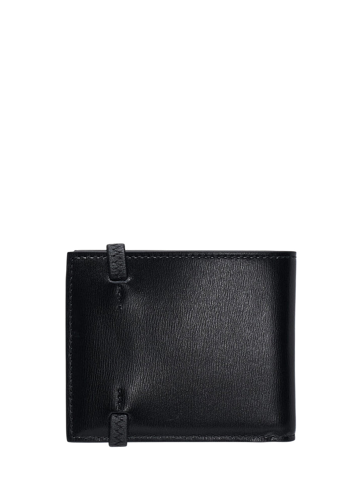 Jacquemus Le Porte Miami black leather bifold wallet with stitched strap and silver-tone sphere closure - view 2