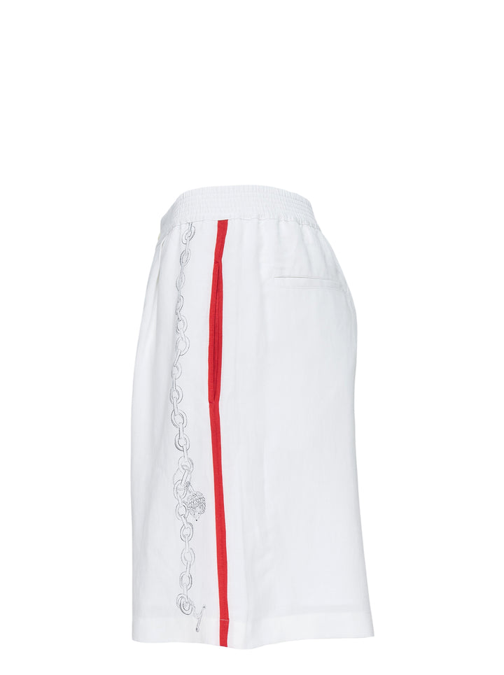 Jacquemus Le Short Pyjama white knee-length shorts with hand-drawn chain print and elasticated waistband - view 3