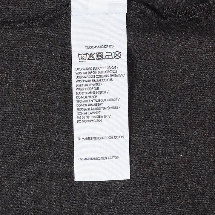 Jacquemus Le T-Shirt Ruban in charcoal grey, featuring a boxy silhouette, crew neckline, and a tonal signature woven label patch at the chest - view 3