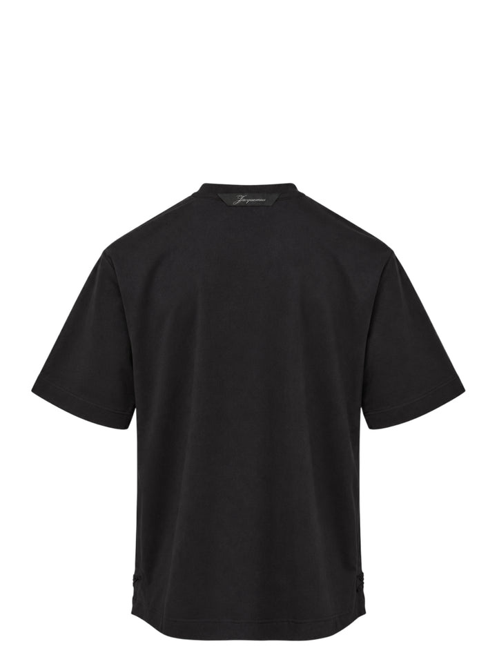 Jacquemus black boxy crew neck short sleeve T-shirt shown from the front - view 2