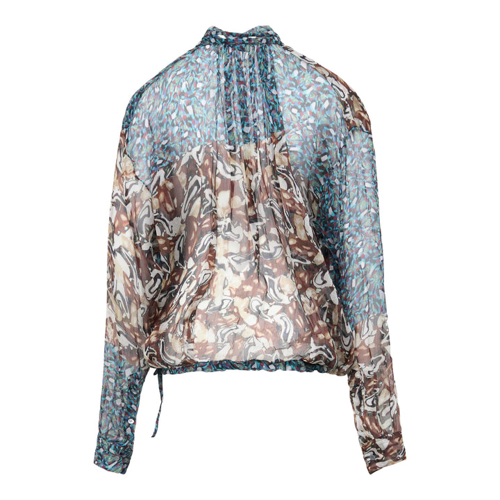 Standing Collar Printed Blouse