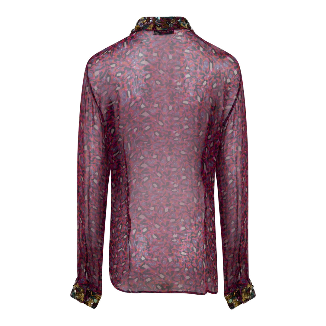 Embellished Sheer Printed Blouse