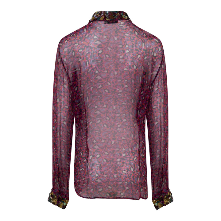 Embellished Sheer Printed Blouse