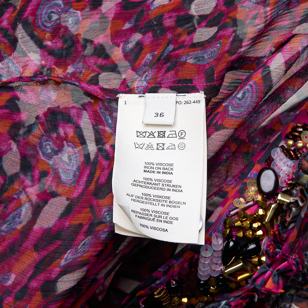 Embellished Sheer Printed Blouse