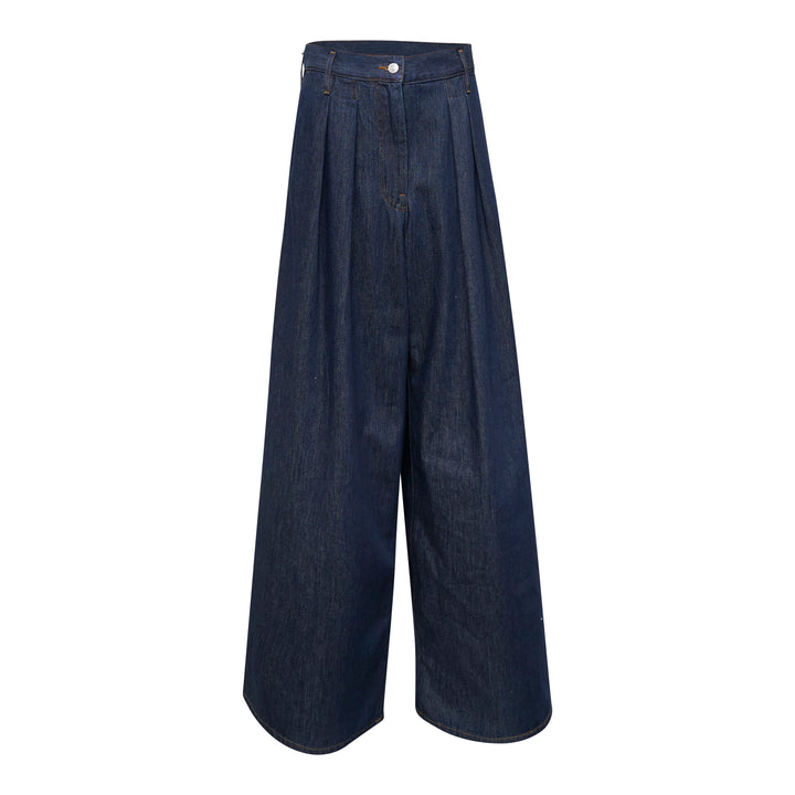 Pleated Wide-Leg Jeans