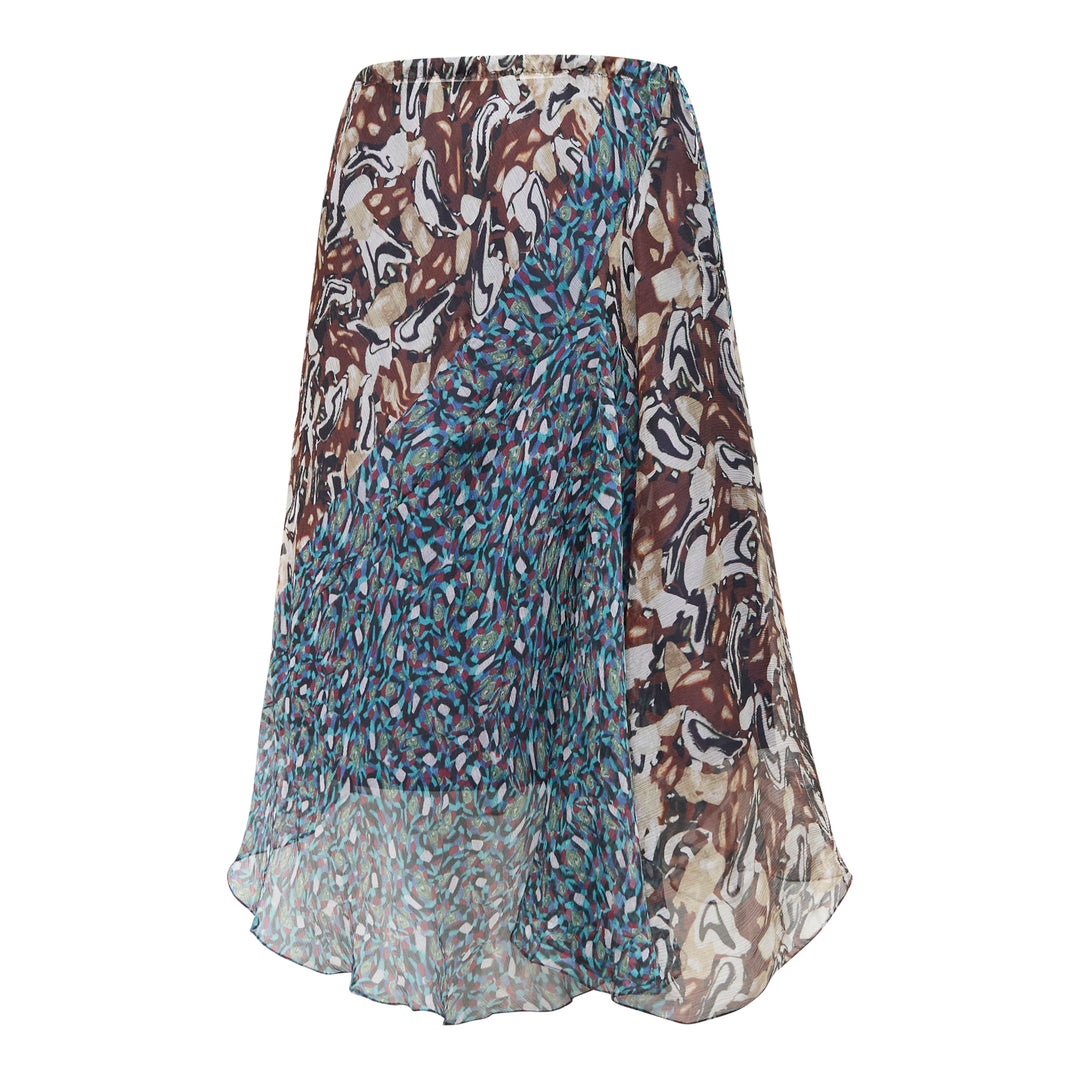 Bias Cut Abstract Print Skirt
