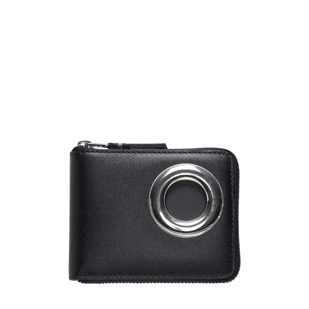 Silver Eyelet Zip Around Wallet