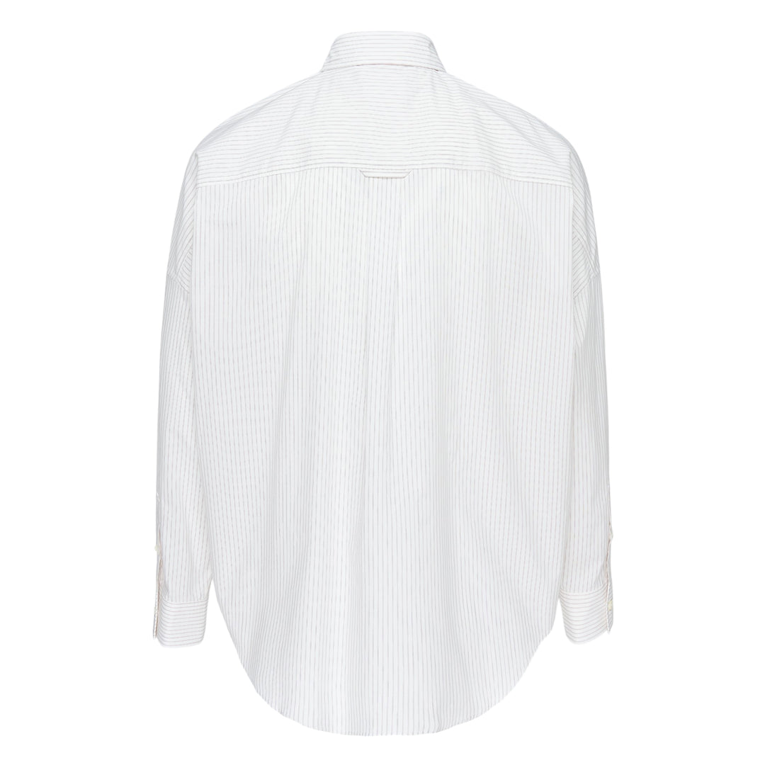 Trompe L'Oeil Tie Embroidery Long Sleeve Shirt