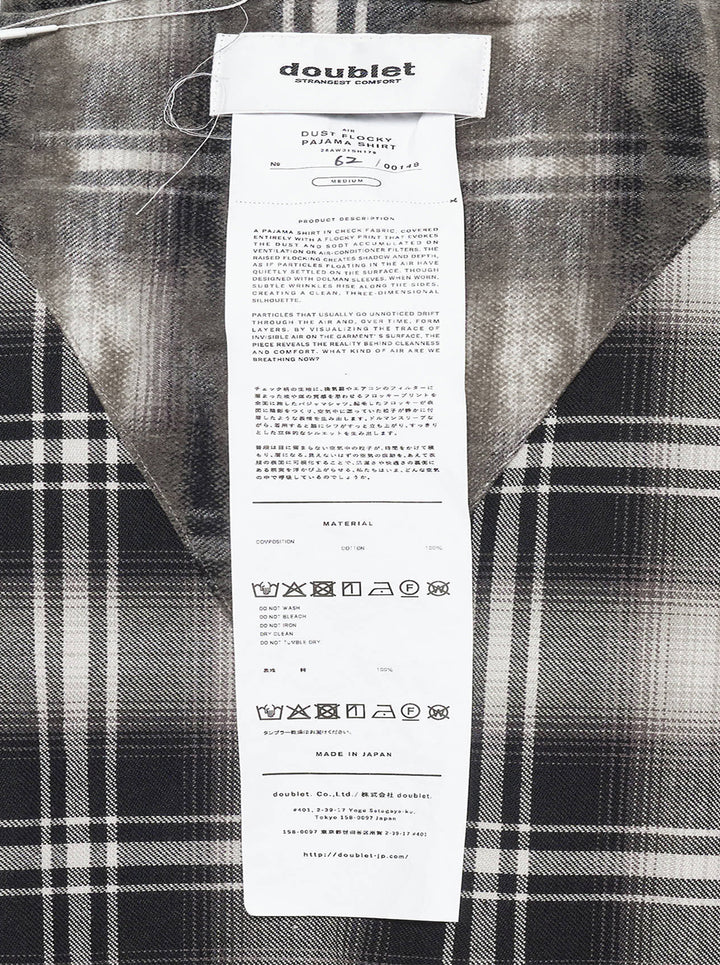doublet Dust Flocky Pajama Shirt in distressed ombré plaid flannel with camp collar, button-front placket, and chest patch pocket - view 3