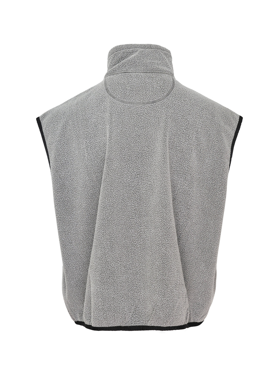 doublet Air Yarn Fleece Vest in heather grey with speckled bouclé texture, full-zip stand collar, contrast black binding at armholes, and embroidered triangle logo on the chest - view 2