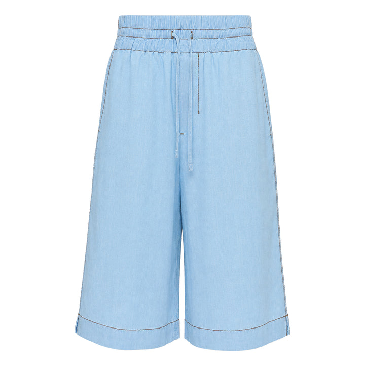Elasticated Wide-Leg Bermuda Shorts