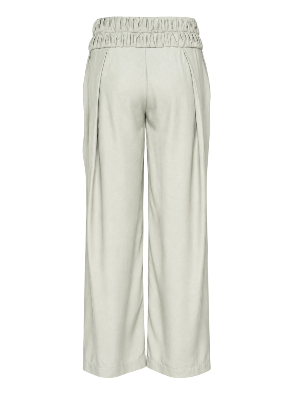 Pauline Dujancourt Georgina pleated wide-leg trousers in sage cupro with a double ruched high waistband, shown from the front - view 2