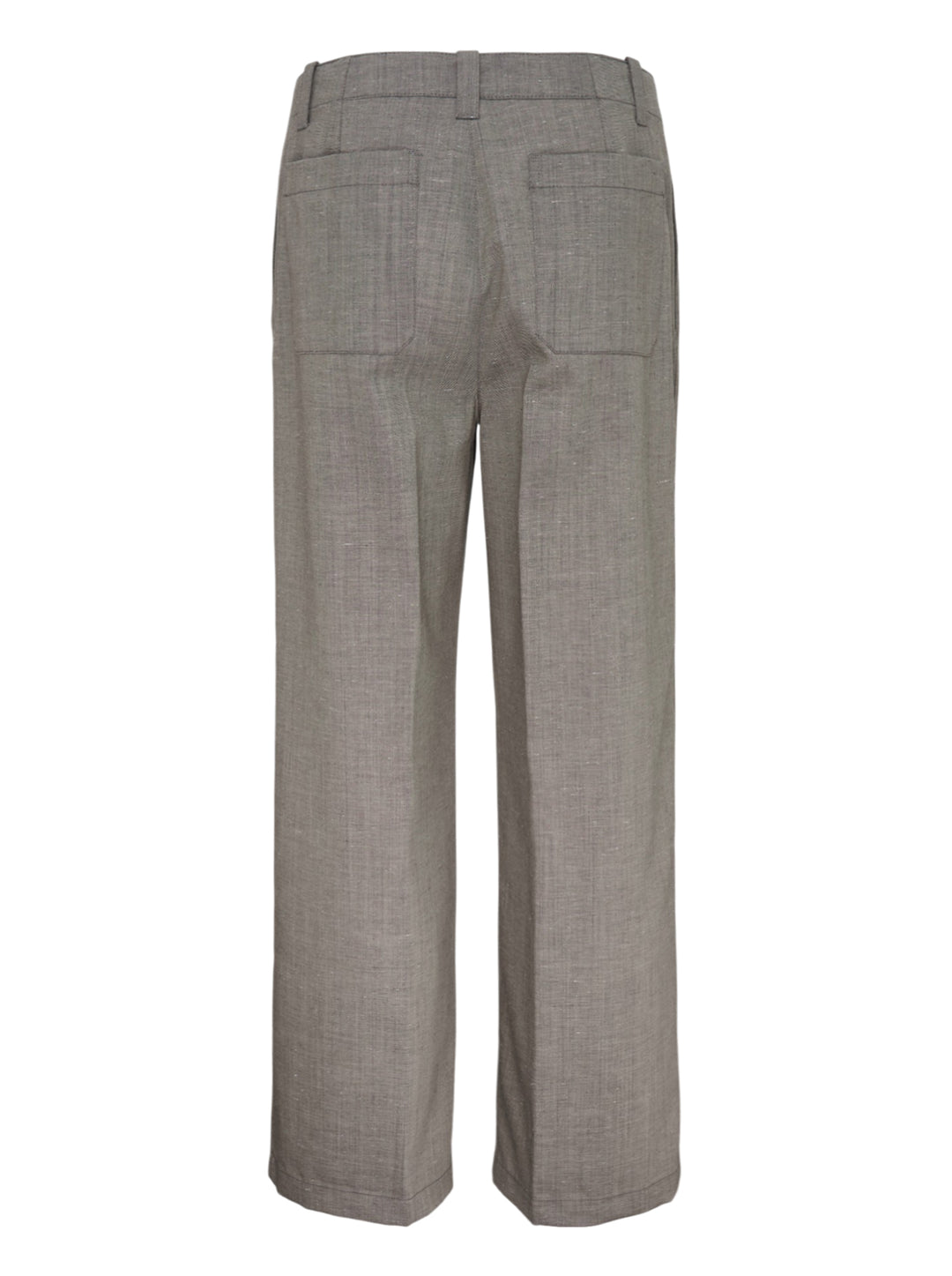 Our Legacy Still Chino Pants in heathered grey — wide-leg tailored trousers with double pleats and turn-up cuffs, front view on white background - view 2