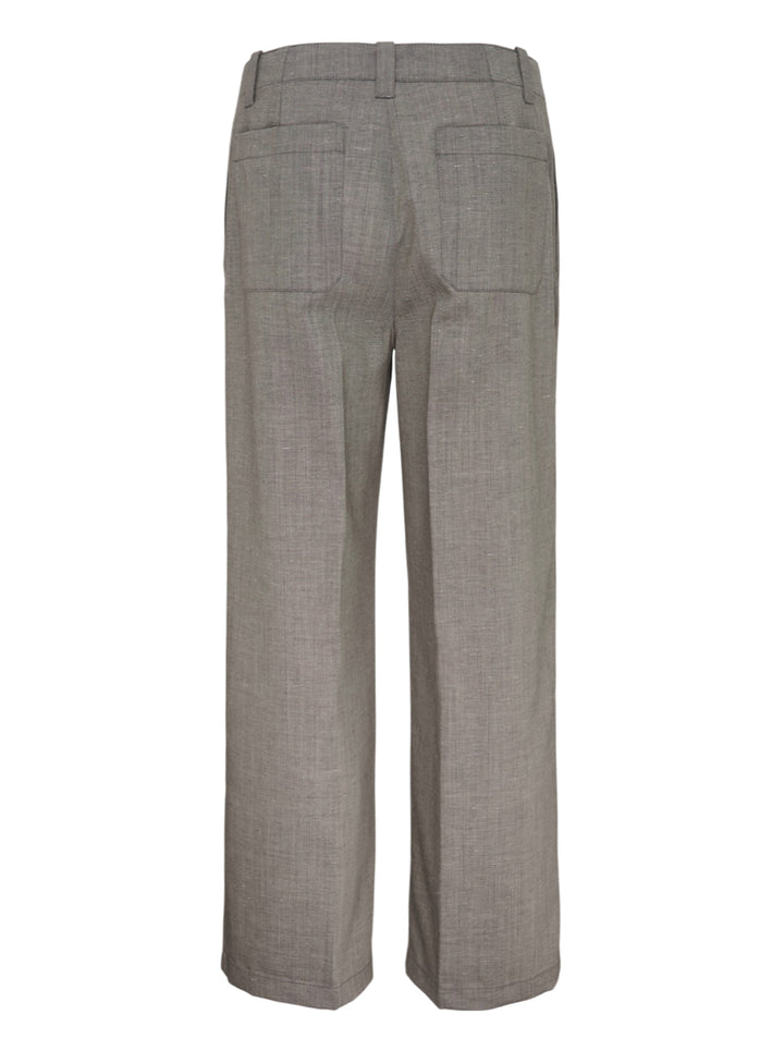 Our Legacy Still Chino Pants in heathered grey — wide-leg tailored trousers with double pleats and turn-up cuffs, front view on white background - view 2