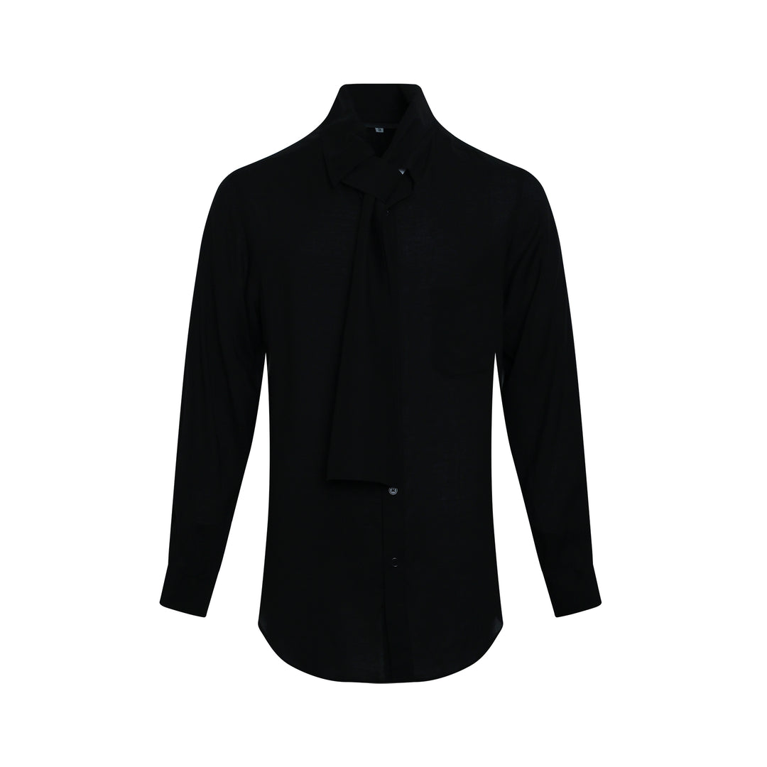 Scarf Collar Long Sleeve Blouse