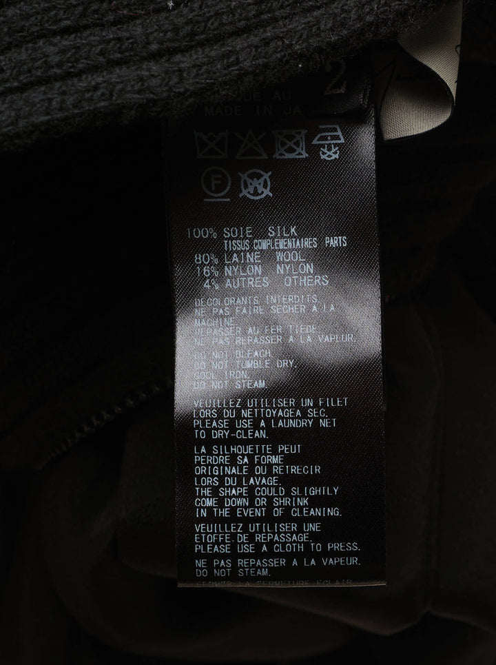 Yohji Yamamoto Knit Combi Kimono Coat featuring a sleeveless ribbed knit zip bodice with a draped asymmetric hem - view 3