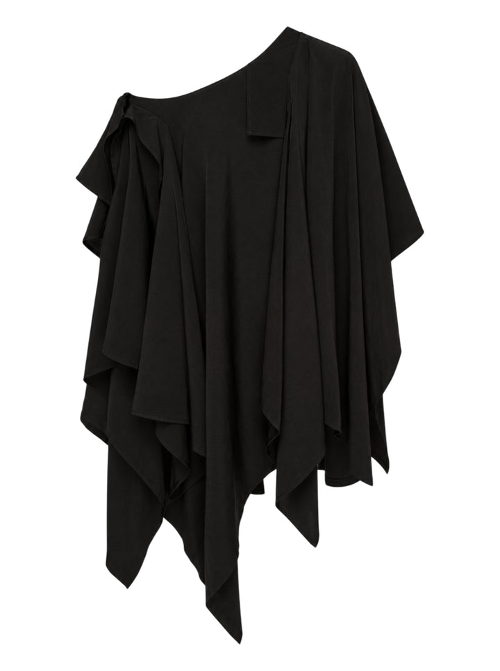 Yohji Yamamoto black asymmetric draped skirt with layered flowing panels and handkerchief hem - view 2