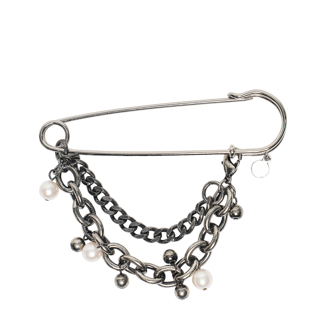 Pearl Chain Safety Pin Brooch
