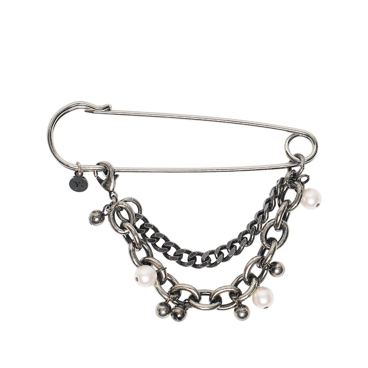 Pearl Chain Safety Pin Brooch