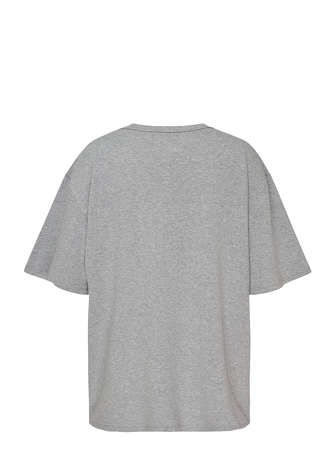 MM6 Maison Margiela grey marl cotton tee with an oversized graphic print of two horses, shown with the signature numeric neck label - view 2