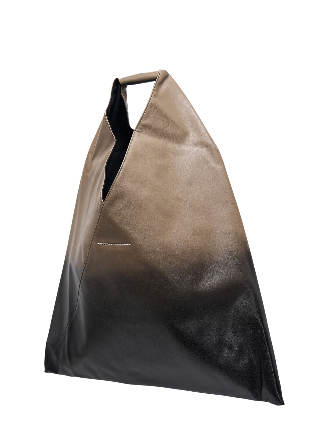 MM6 Maison Margiela Classic Japanese shoulder bag in taupe-to-black ombré faux leather with embossed numeric logo tab on the handles - view 2