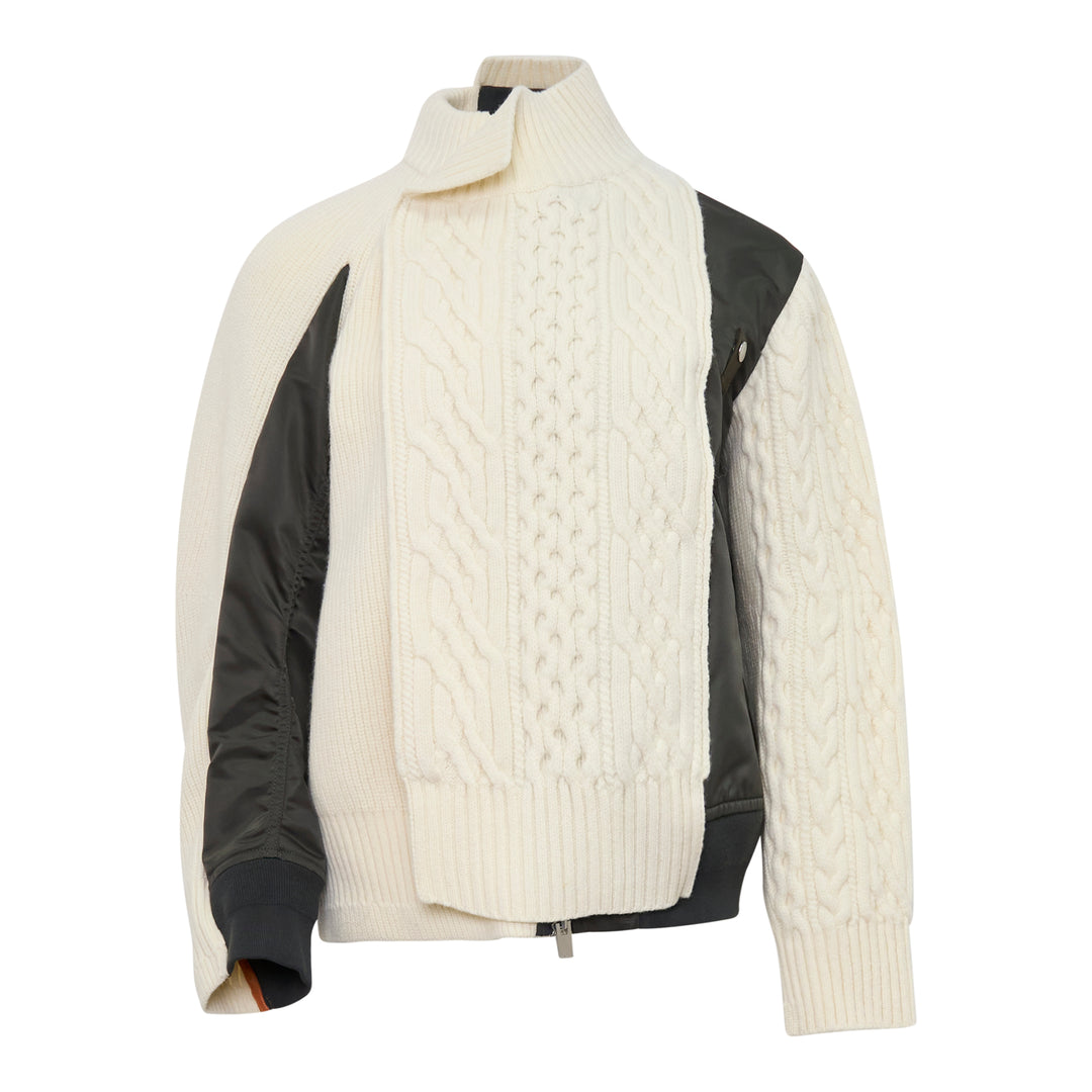 Nylon Twill Wool Knit Blouson