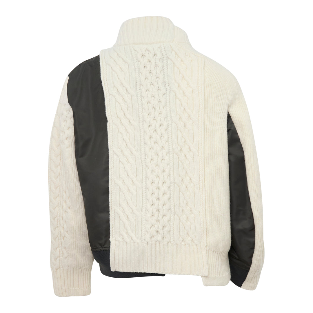 Nylon Twill Wool Knit Blouson