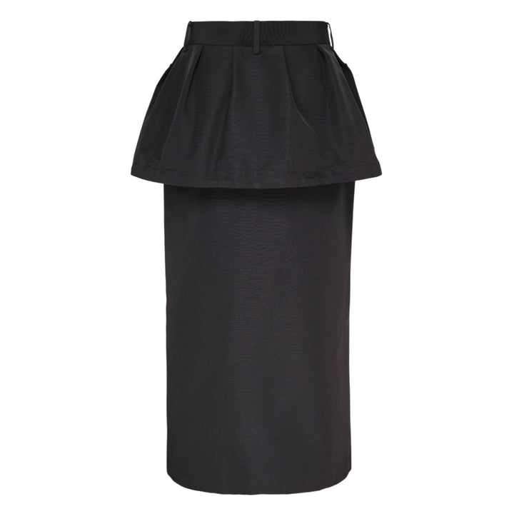 sacai Grosgrain Bonding Cargo Skirt in black, featuring oversized double-stacked cargo pockets, drawstring detail, and a high-rise pencil-cut midi silhouette - view 2