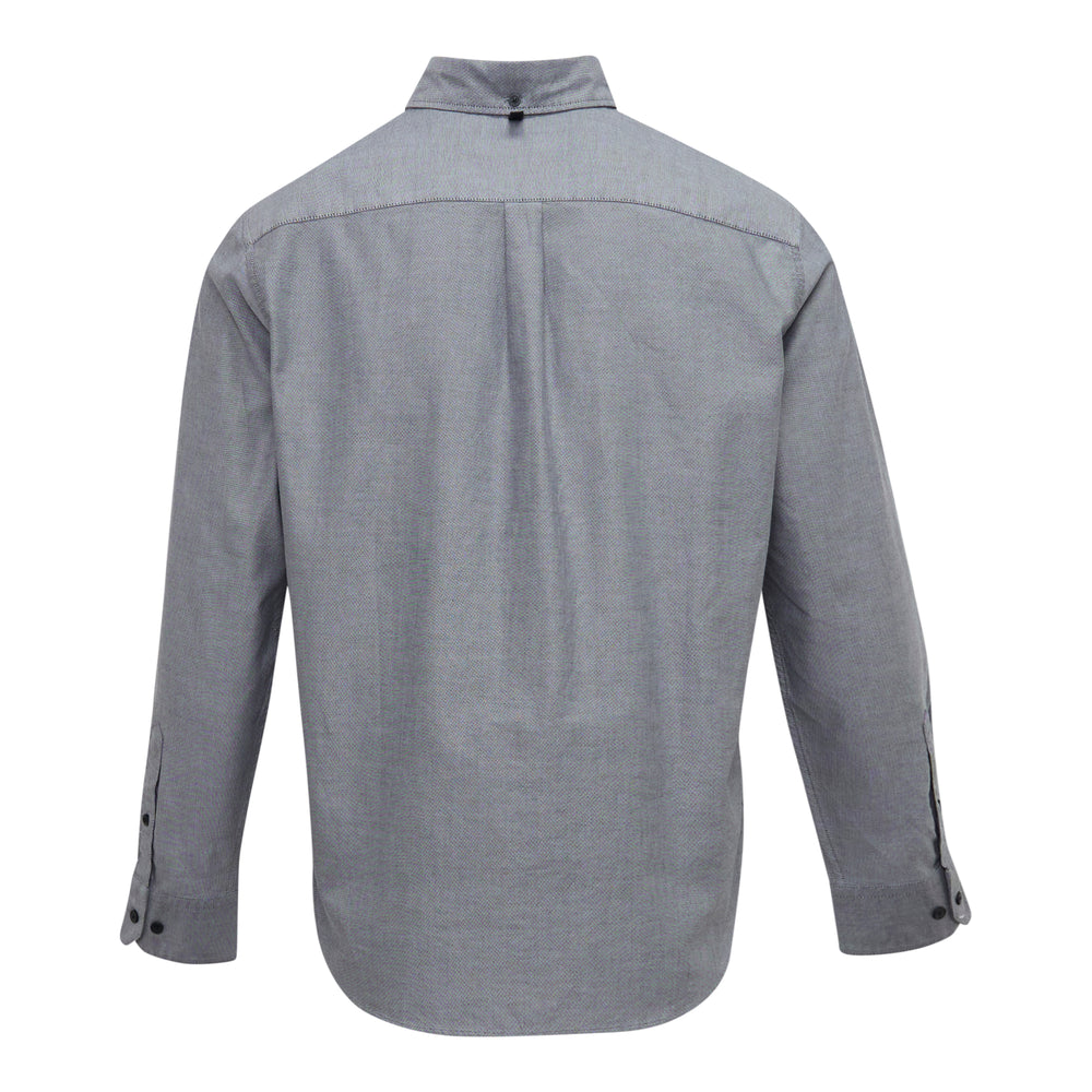rag & bone Classic Long Sleeve Oxford Shirt in grey with dark tonal buttons and a button-down collar, front view - view 2