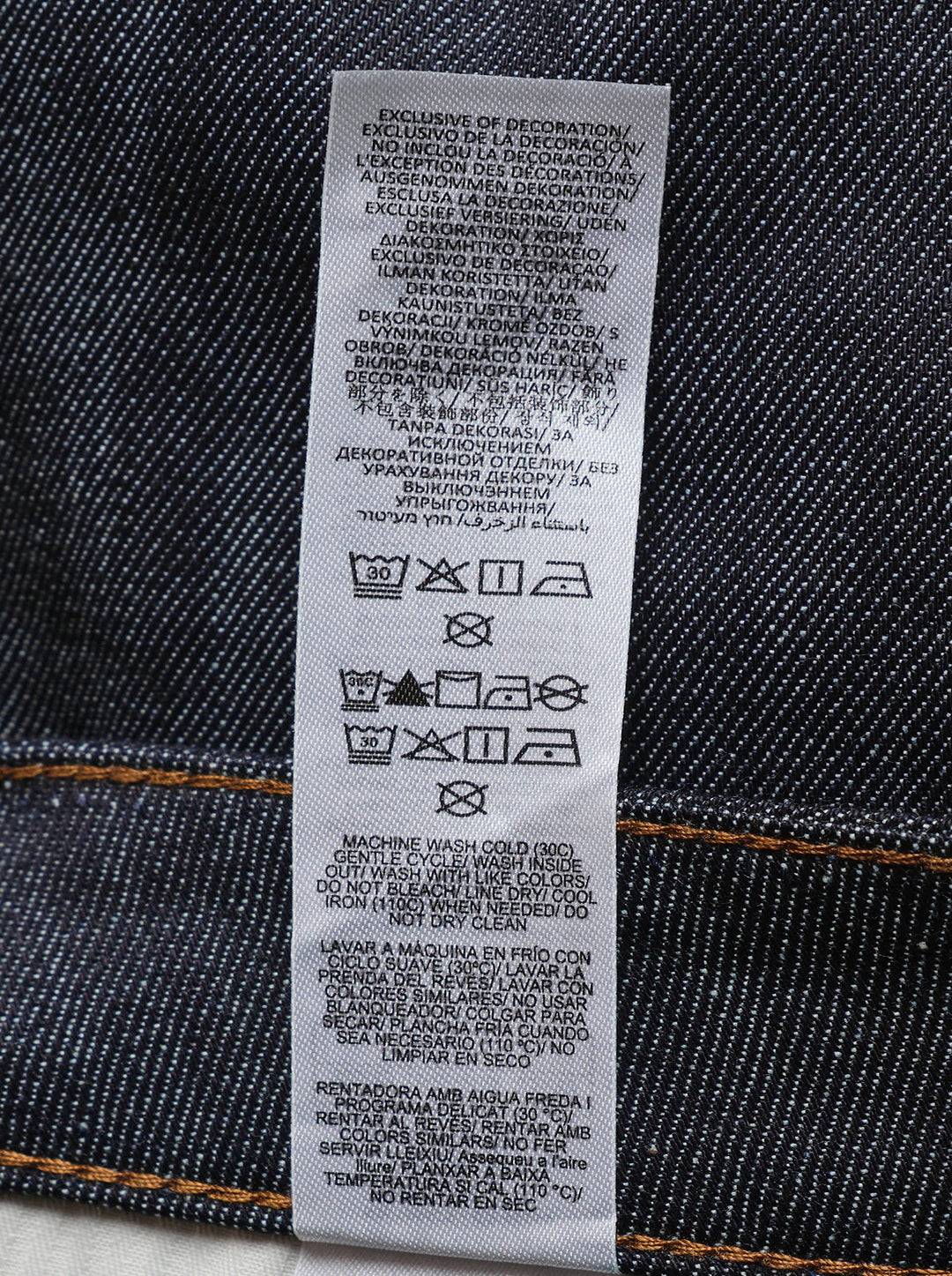 rag & bone Fit 3 Raw Stretch Jeans in dark indigo with contrast amber topstitching and straight-leg silhouette, front view - view 4